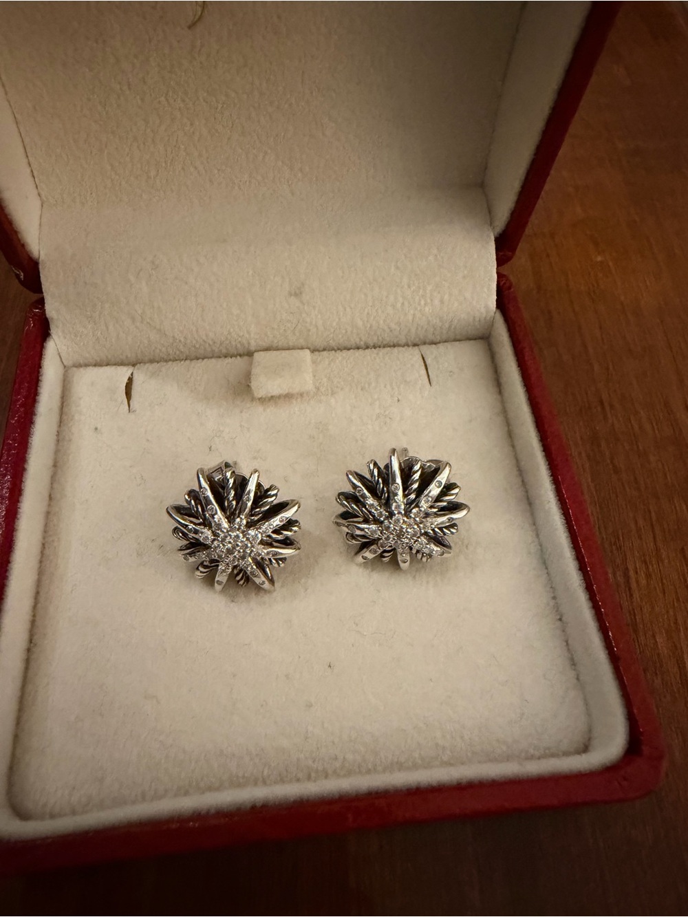 David Yurman Sterling Silver Starburst Diamond Pavé Stud Earrings